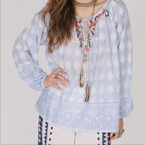 RAGA Santa Barbara Embroidered Blouse Boho Peasant